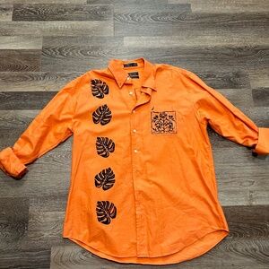 Nautica Men’s Orange Vintage LS Oxford 100% cotton 34/35 customized
